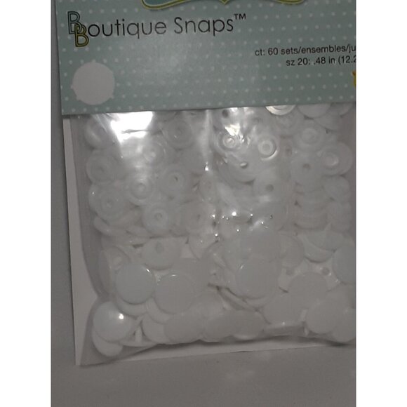 Babyville Boutique Snaps Size 20,  60 Sets pet Pkg, White, Sewing Crafts Infant - Picture 4 of 10